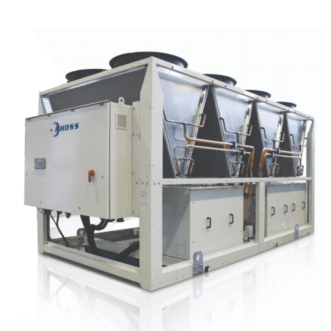 floor mounted 600kw air cooled chiller from Rhoss available to hire from Cross Hire Services