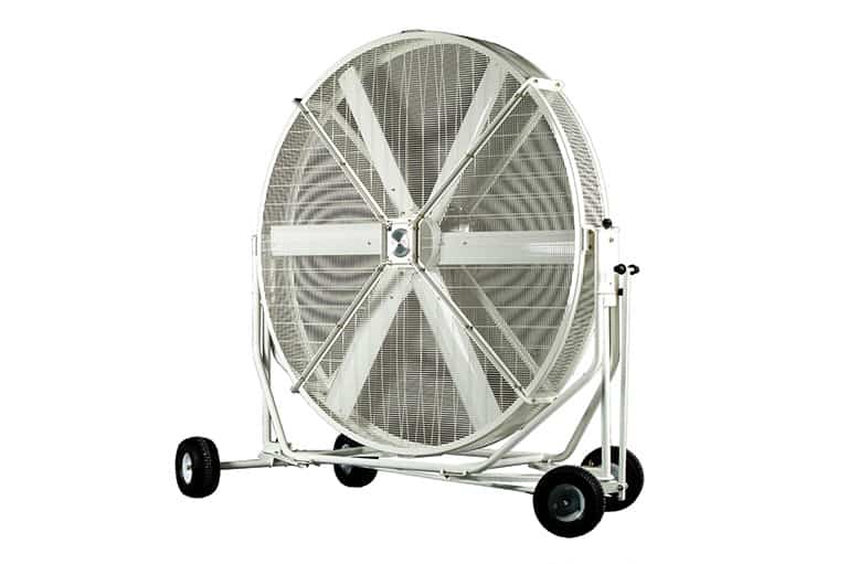 AirGo vertical floor fan with all terrain wheels